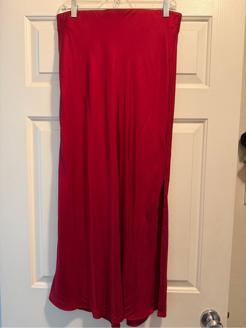 GAP Crimson Red Silky Maxi Skirt with Side Slit